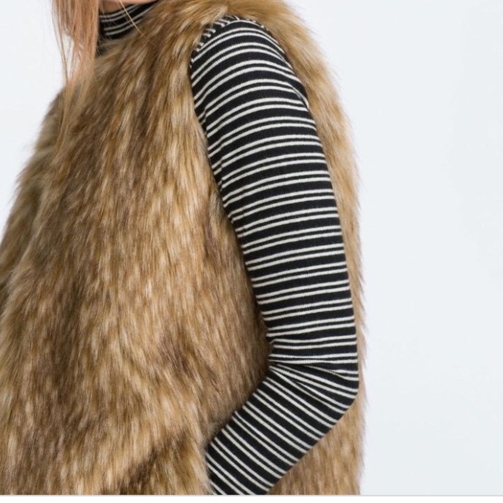 NEW Zara Vest Fur Coat - Picture 7 of 7